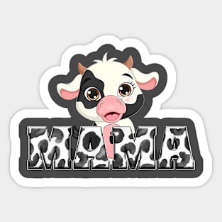 Mama Cow Cowboy Animal Pattern Farmer Cow Mother Family Kids Sticker